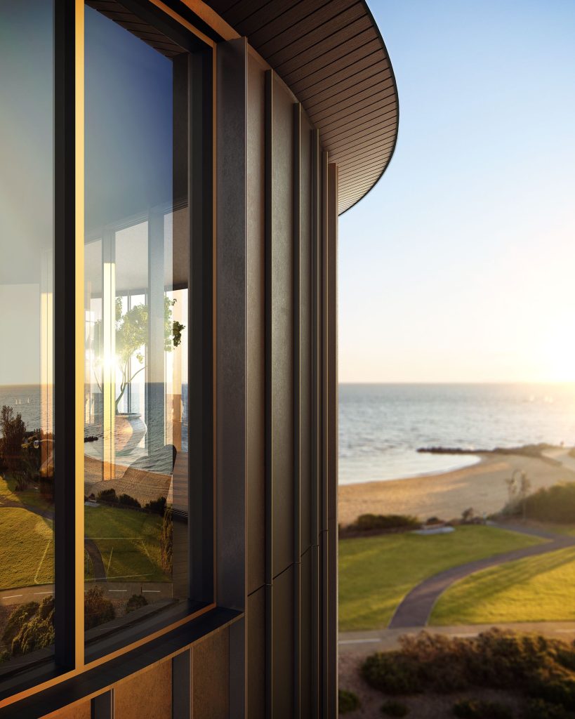 Beach view through windows