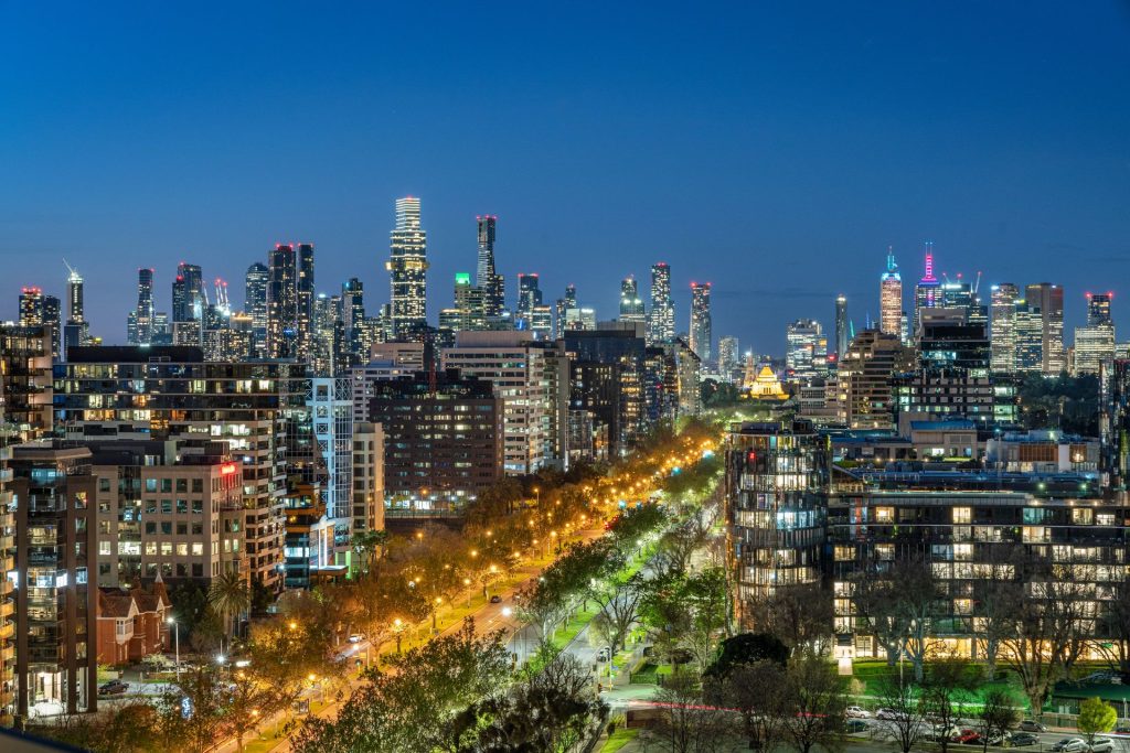 City skyline at night